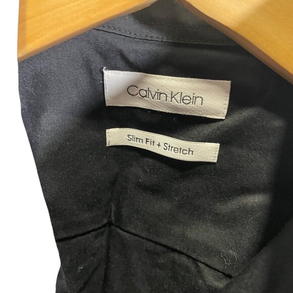 Calvin Klein Boys Stretch Slim Fit Black Button-Up Shirt Size 8 - Picture 4 of 4